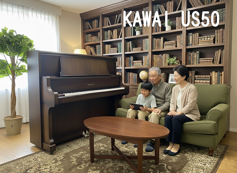 KAWAI カワイ　US50 アンティークウォルナット仕上　名古屋のピアノ専門店